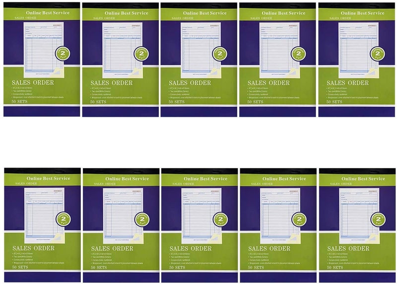 MegaDeal 10 Pack Large Sales Order Book Receipt Invoice Duplicate Carbonless Copy 50 Sets 5.5" X 8"5 - Image 1